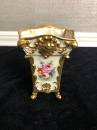 Royal Crown China Hand Painted Porcelain Floral Gold Vase