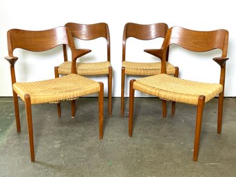 A Set Of 4 Modern Dining Chairs, Model 71, By Niels Moller