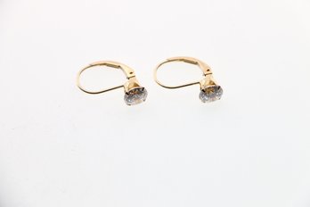 14k Yellow Gold Cz  Earrings