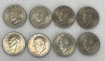 Eight Eisenhower Dollar Coins
