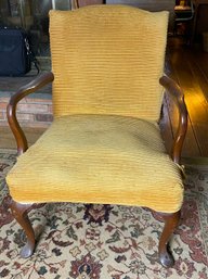 Beautiful Vintage Arm Side Chair With Yellow Velvet Fabric