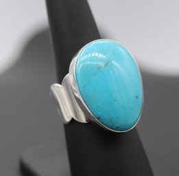 Large Statement Turquoise Ring In Sterling Silver