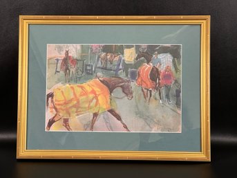 An Original Equestrian Watercolor By Sandra F. Oppegard