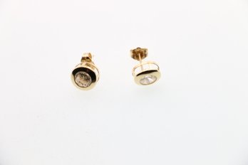 14k Yellow Gold Cz  Stud Earrings