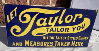 SUPERB Antique TAYLOR Double-sided Flanged Porcelain Advertising Sign