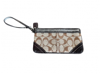 Coach Suede And Beaded Signature Wristlet