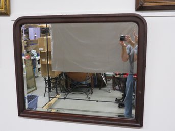 A Large Mahogany Wall Beveled Edge Wall Mirror C.1900