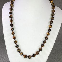 Wonderful Tiger Eye Bead Necklace With Screw Clasp - VERY Highly Polished - Vintage Piece - Just Cleaned !