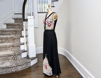 Vintage Maskit Israel Hand-Embroidered Vest And Skirt Ensemble