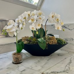 A Large And Small Faux Orchids - Counter