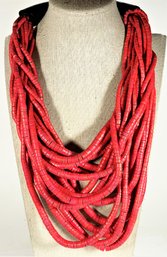 Vintage Monies Coconut Shell Couture Necklace In Red By Gerda Lynggaard