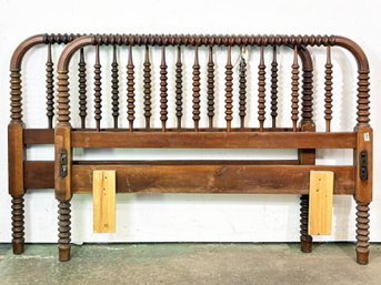 An Antique Three Quarter Size Spool Headboard And Footboard