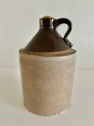 Antique Rustic Stoneware Jug With Handle With Cork 8' Tall X 5-1/2' Base
