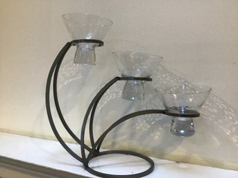 Iron Glass Candle Holder Or Condiments