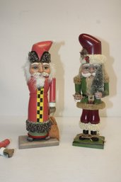 Pair Of Vintage Wooden Santa Claus Nutcrackers