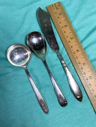 Silver Plated Spoons And Cheese / Butter Knife Community Plate, 1847 Rogers Bros, EPNS