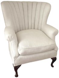 Channeled Back Re-Upholstered Wingback Chair (RETAIL $870)