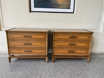 Pair Of Vintage MCM White Furniture 3 Drawer Chests