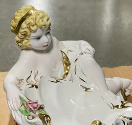 Antique Porcelain Figural Dish Made In Italy