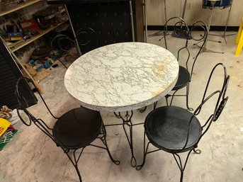 Soda Fountain Wrought Iron Bistro Table And 4 Chairs