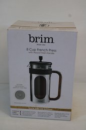 New In Box Brim 8 Cup French Press With Wood Finish Handle