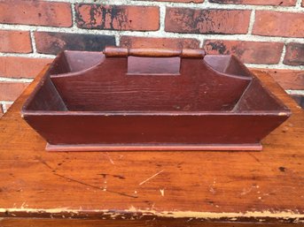 Lovely Antique Knife Box / Tool Carrier - Fantastic Old Patina - Nice Worn Reddish Paint - Nice Shape / Form