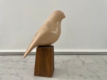 MCM Cream Colored Carved Bird Mounted Sculpture, The Art Mint Ltd - St Louis MO