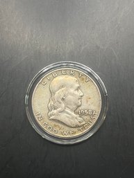 1958-D Benjamin Franklin Silver Half Dollar