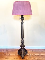 An Antique Carved Wood Standing Lamp