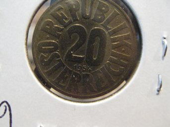 1954  AUSTRIA  20 GROSHEN  COIN  - UNC