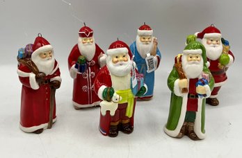 6 NEW Crate & Barrel Olde World Santas 2014 ~ Ireland, Greece, England & More ~