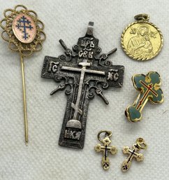 Grouping Of Religious Pins, Charms And Pendants