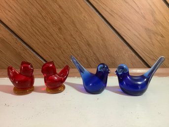 Colored Glass Bird Figurines Lot