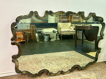 Large Vintage Art Deco Style Mirror, 5 Feet Wide