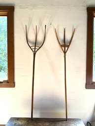 Beautiful Pair Bent Wood Primitive Hay Forks