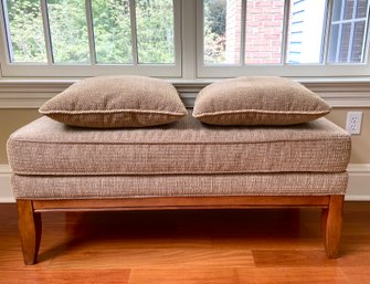Upholstered Bench With Two Throw Pillows