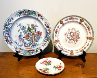 Three Plates From England- Spode Stone China Transferware, Cauldon And Sommersley