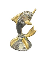 Attractive 6' Enco Taiwan Blown Glass Dolphin Paperweight
