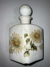 Lovely Antique Milk Glass Hand Painted Cologne Scent Bottle