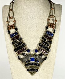 Ziio Sterling Silver Gemstone Hand Crafted Necklace Lapis Garnets, Etc.