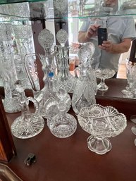 FOUR ANTIQUE  CUT CRYSTAL DECANTERS