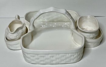Tiffany & Co. White Basketweave Porcelain Berry Server