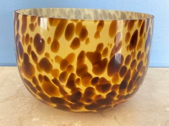 Two's Company Tortoise Shell Art Glass Bowl