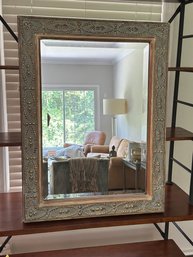 Gray/Blue Accented With Gold Framed Wall Mirror