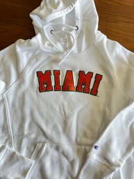 A White Miami Hoodie - Champion- Cotton - Sz S