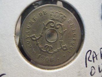 1906/05  BELGIUM  5 CENT COIN - RARE OVER DATE