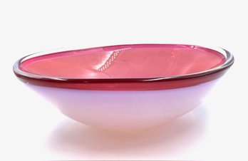 One Of A Kind Large Heavy Weighted Art Glass Console Bowl