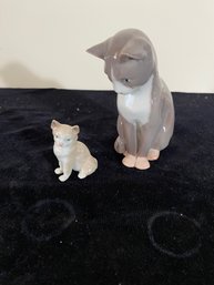 Vintage Bing & Grondahl Cat Figurine Lot With Small Dog Figurine