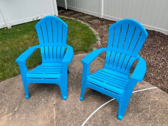 Pair Of Blue Adirondack Chairs