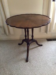 Large Early Mahogany Tall Scalloped Side Table